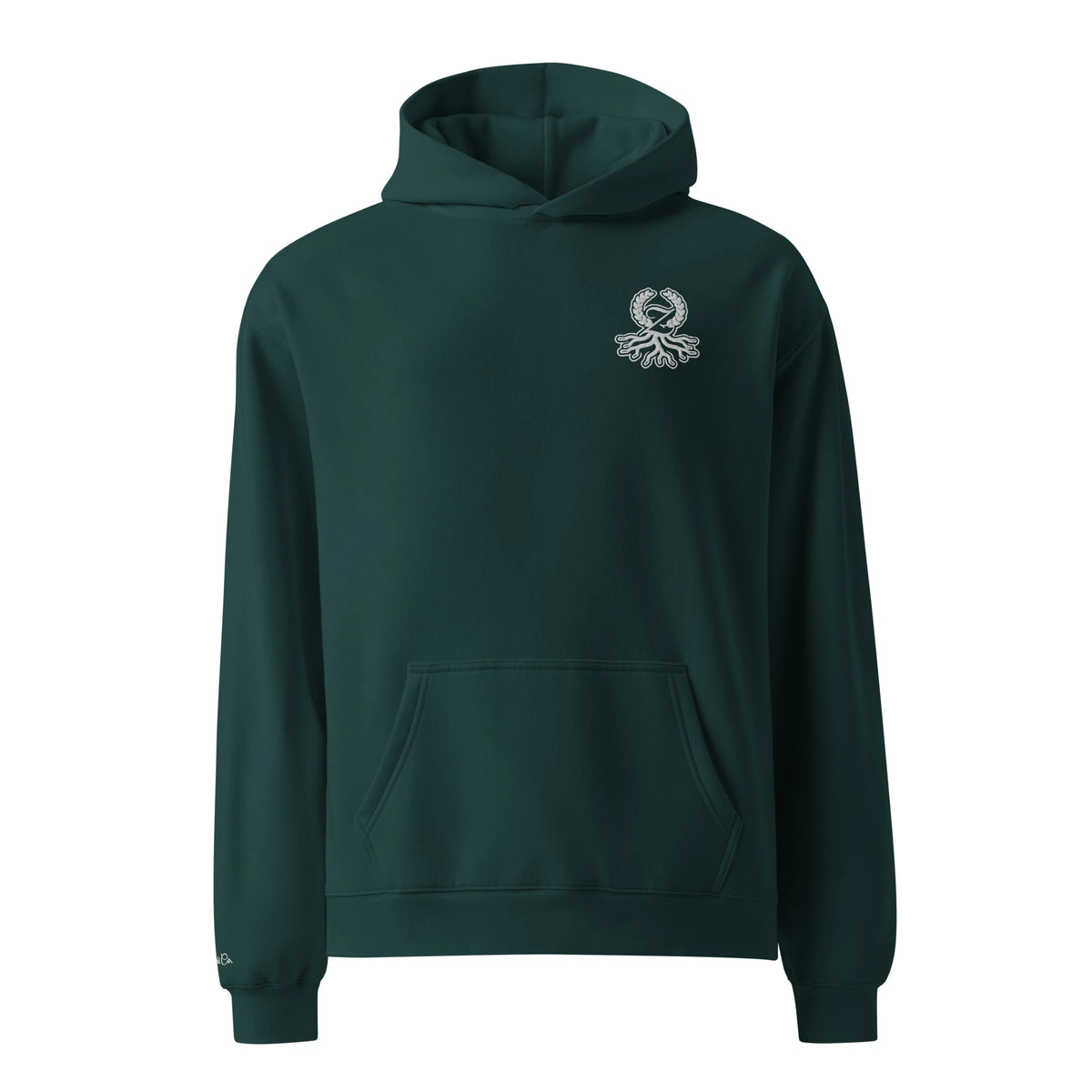 Sudadera oversize sin cordones verde pino bordado Zaylachi Origine streetwear | Zaylachi Co.