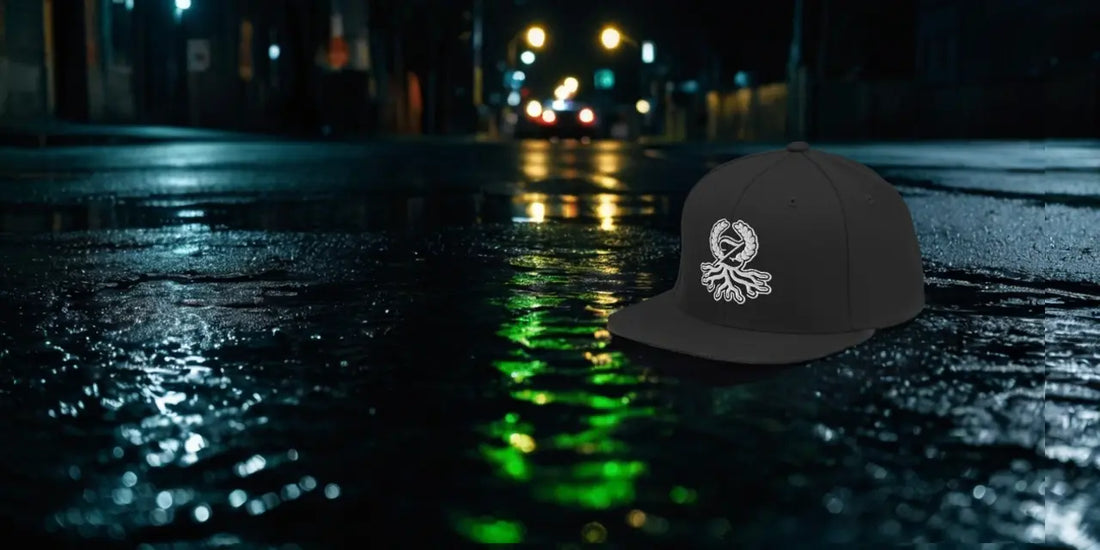 Zaylachi Co. snapback streetwear — bordado blanco, asfalto, urbano