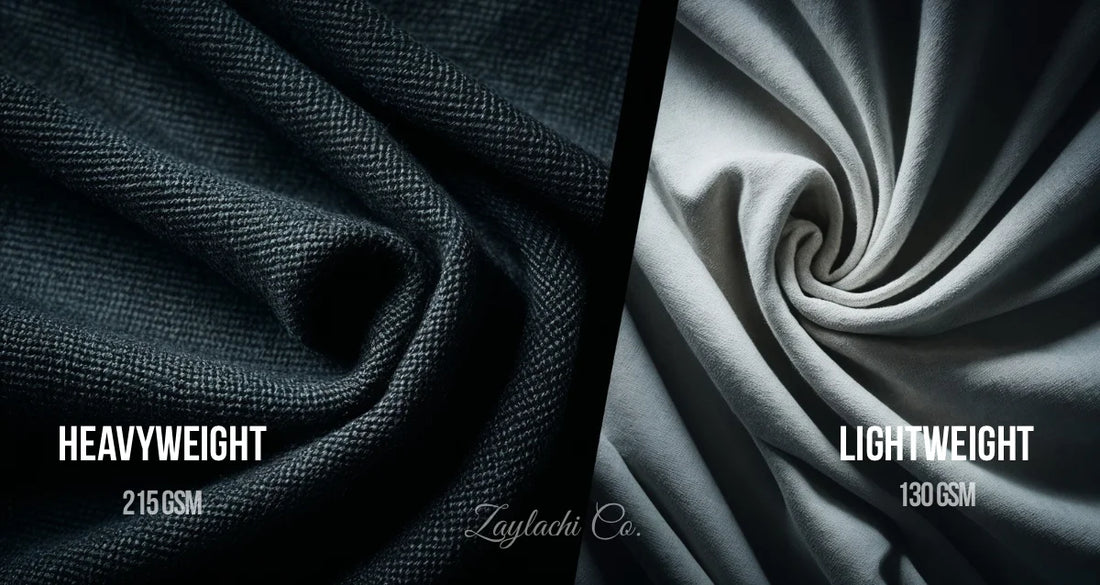 Heavyweight 215 GSM vs Lightweight cotton fabric texture comparison — Zaylachi Co. streetwear