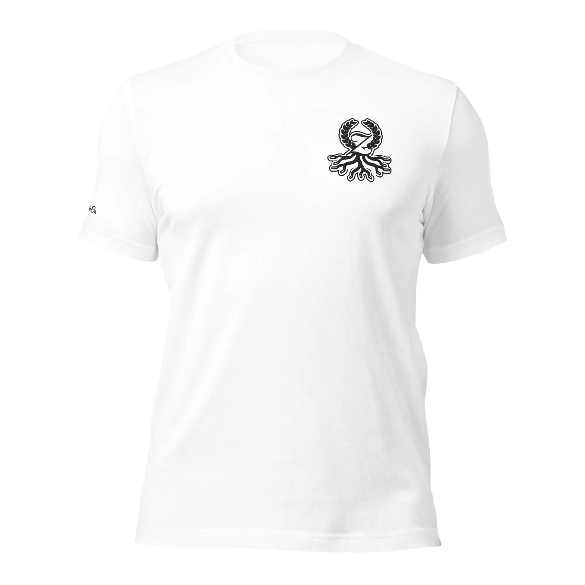Camiseta clásica blanca bordado logo negro Zaylachi Origine vista frontal