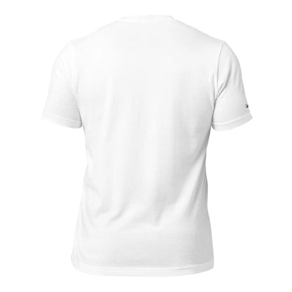 Camiseta clásica blanca bordado logo negro Zaylachi Origine vista posterior