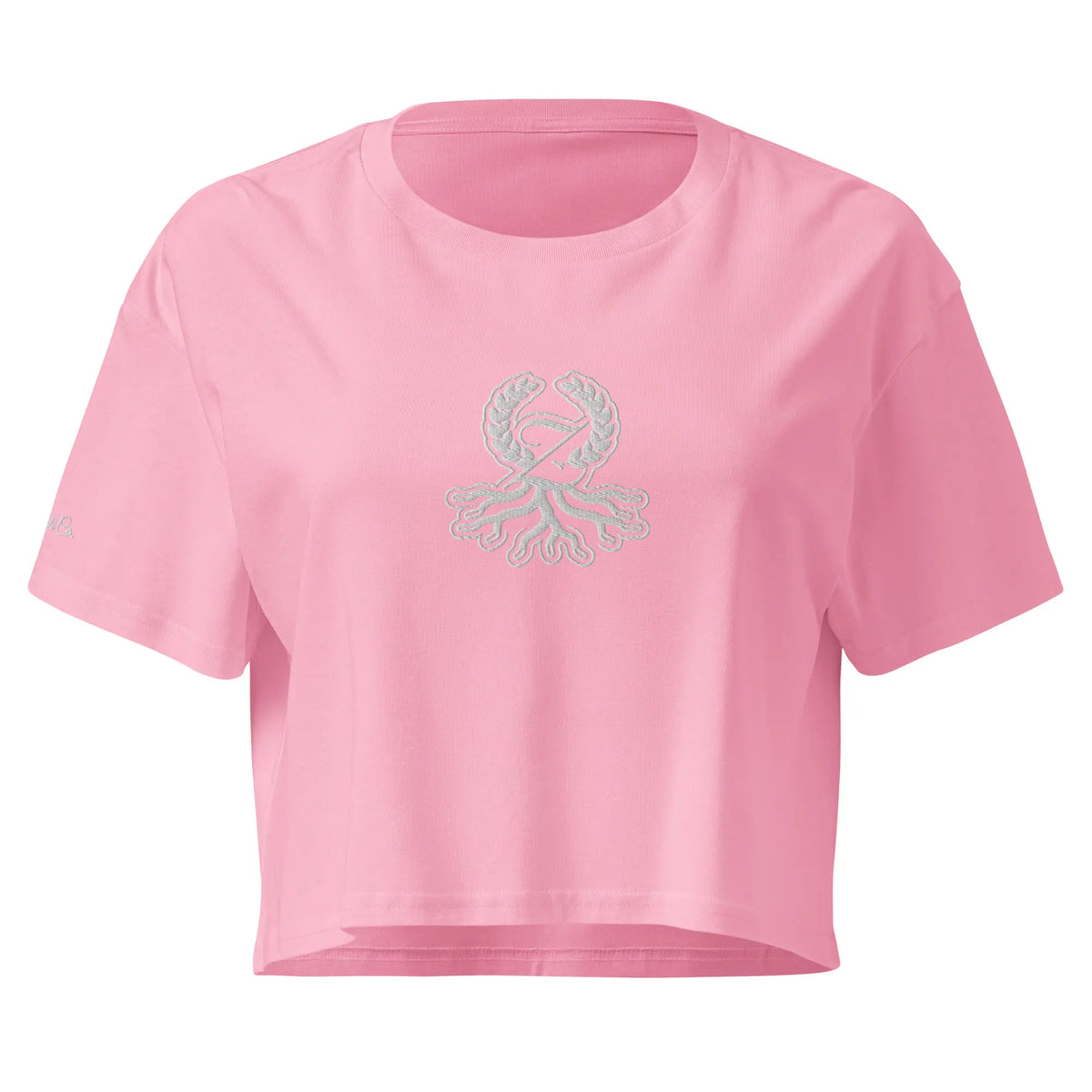Women's bubblegum crop boxy tee embroidered Zaylachi Origine streetwear | Zaylachi Co.