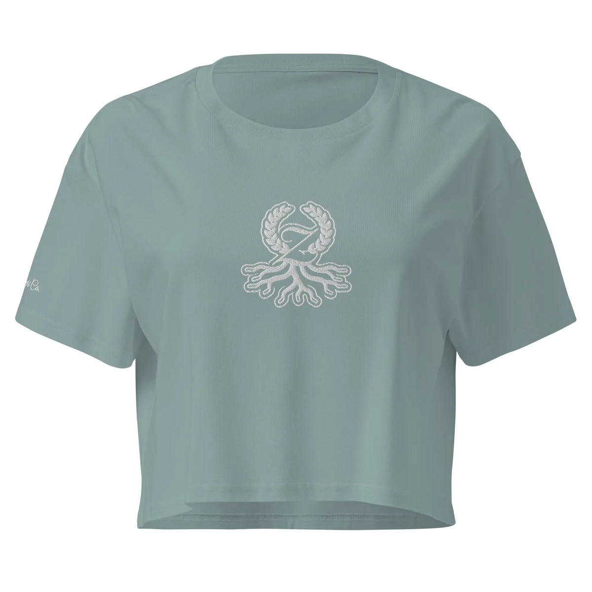 Women's mineral crop boxy tee embroidered Zaylachi Origine streetwear | Zaylachi Co.