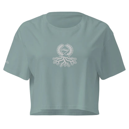 Women's mineral crop boxy tee embroidered Zaylachi Origine streetwear | Zaylachi Co.