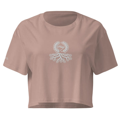 Women's hazy pink crop boxy tee embroidered Zaylachi Origine streetwear | Zaylachi Co.