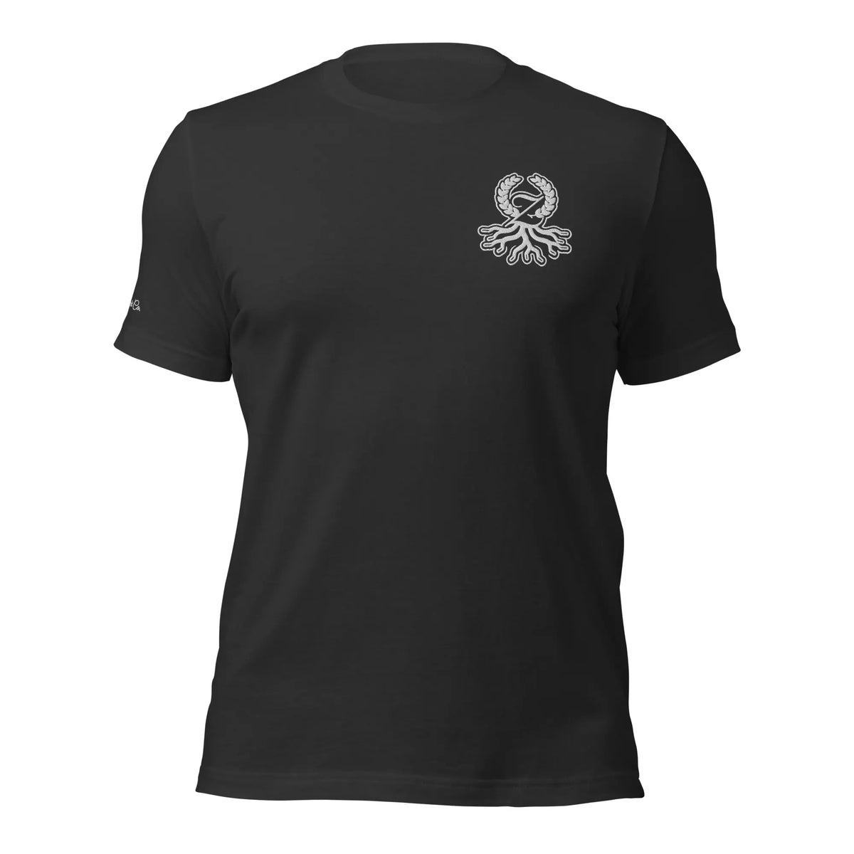 Camiseta clásica gris oscuro logo blanco bordado Zaylachi Origine streetwear