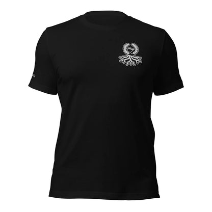 Camiseta clásica negra logo blanco bordado Zaylachi Origine vista frontal