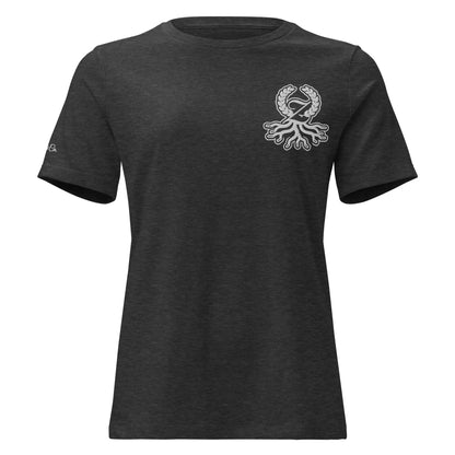 T-shirt relaxed fit femme gris foncé chiné broderie Zaylachi Origine