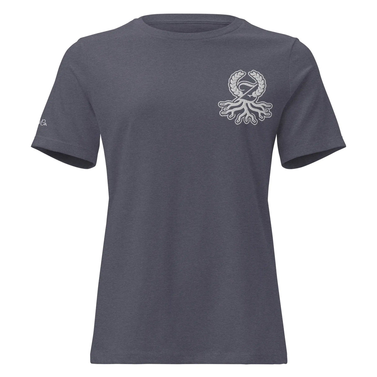 T-shirt relaxed fit femme marine chiné broderie Zaylachi Origine
