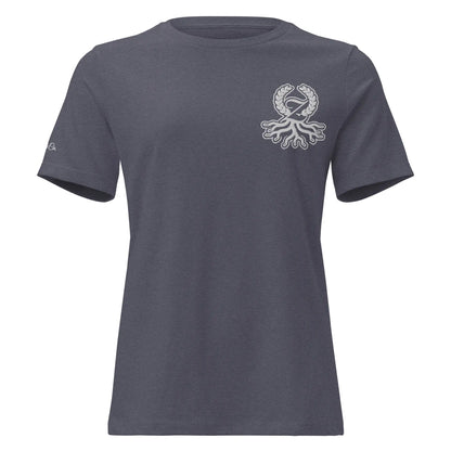T-shirt relaxed fit femme marine chiné broderie Zaylachi Origine