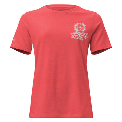 T-shirt relaxed fit femme rouge chiné broderie Zaylachi Origine streetwear