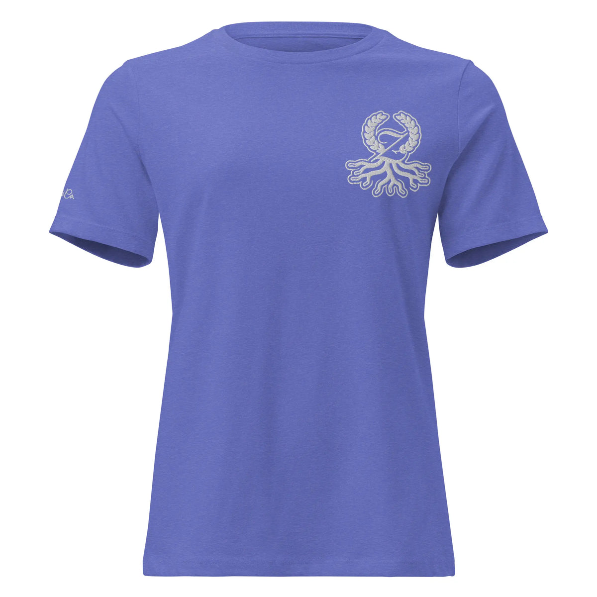 T-shirt relaxed fit femme bleu royal chiné broderie Zaylachi Origine