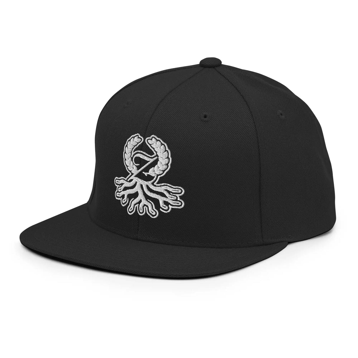Gorra snapback negra con bordado Zaylachi Origine streetwear vista frontal | Zaylachi Co.