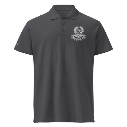 Mouse grey pique polo white embroidered Zaylachi Origine logo streetwear | Zaylachi Co.