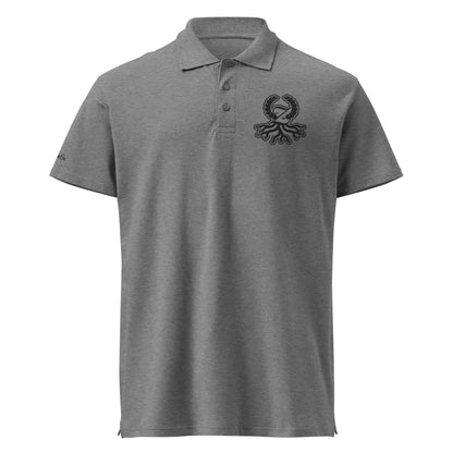 Polo piqué gris melange logo negro bordado Zaylachi Origine streetwear