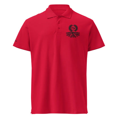 Polo piqué rojo logo negro bordado Zaylachi Origine streetwear