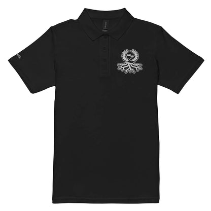 Polo piqué femme noir semi-ajusté brodé Zaylachi Origine vue de face | Zaylachi Co.